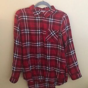 Pink rose button down flannel